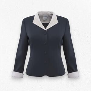 Vintage 90s Beaded Collar Blazer Miss Dorby Petite Black Office Jacket Size 8P